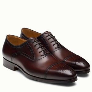 MAGNANNI Luca Brown Leather Lace-Up Cap-Toe Dress Shoe Sz 9